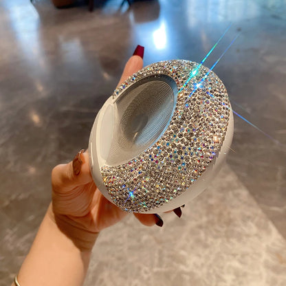 Mini Portable Bluetooth Speaker with Rhinestones Colorful LED Light USB Wireless Audio Subwoofer Rechargeable For Smartphones