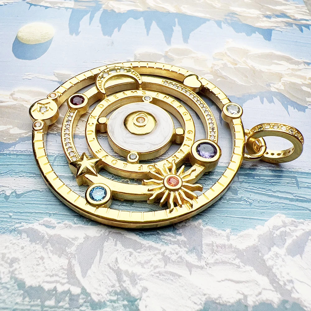 Pendants Cosmic Talismans Golden Galaxy of Love Luck Dreams Energy New Jewelry Vitnage 925 Sterling Silver Gift For Women