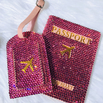 Radiant Voyage Bling Luggage Tag & Passport Holder Set