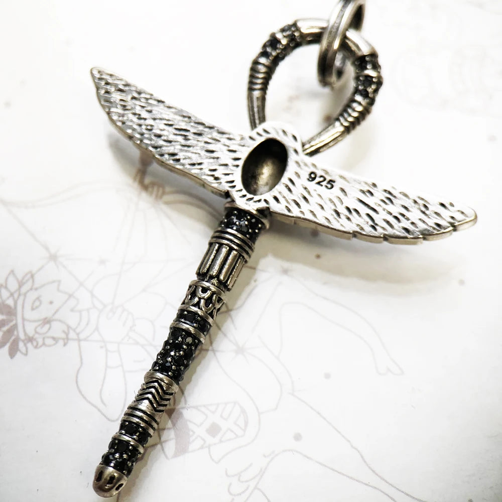 Large Scarab Ankh Cross Pendant 925 Sterling Silver