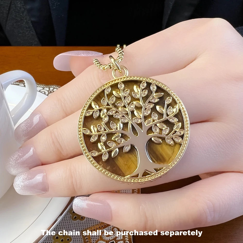 Pendants Elaborate Golden Tree Spring Jewelry 925 Sterling Silver Accessories Nature Gift For Women