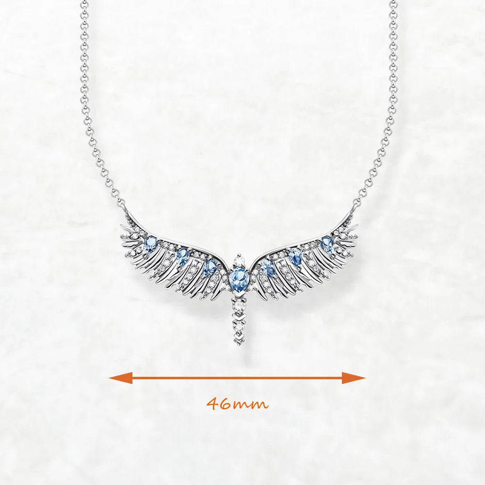 Blue Phoenix Wing Necklace and Braelet Set  925 Sterling Silver