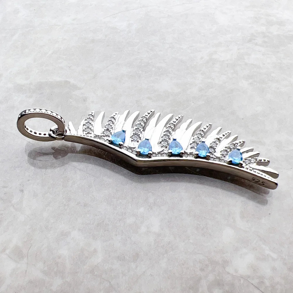 Blue Stone Phoenix Wing Pendant 925 Sterling Silver