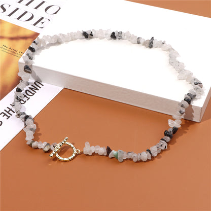Healing Bohemian Gem Gravel Natural Semi-precious Stone Necklace Women's Fashion Necklace Jewelry Collares Para Mujer Female