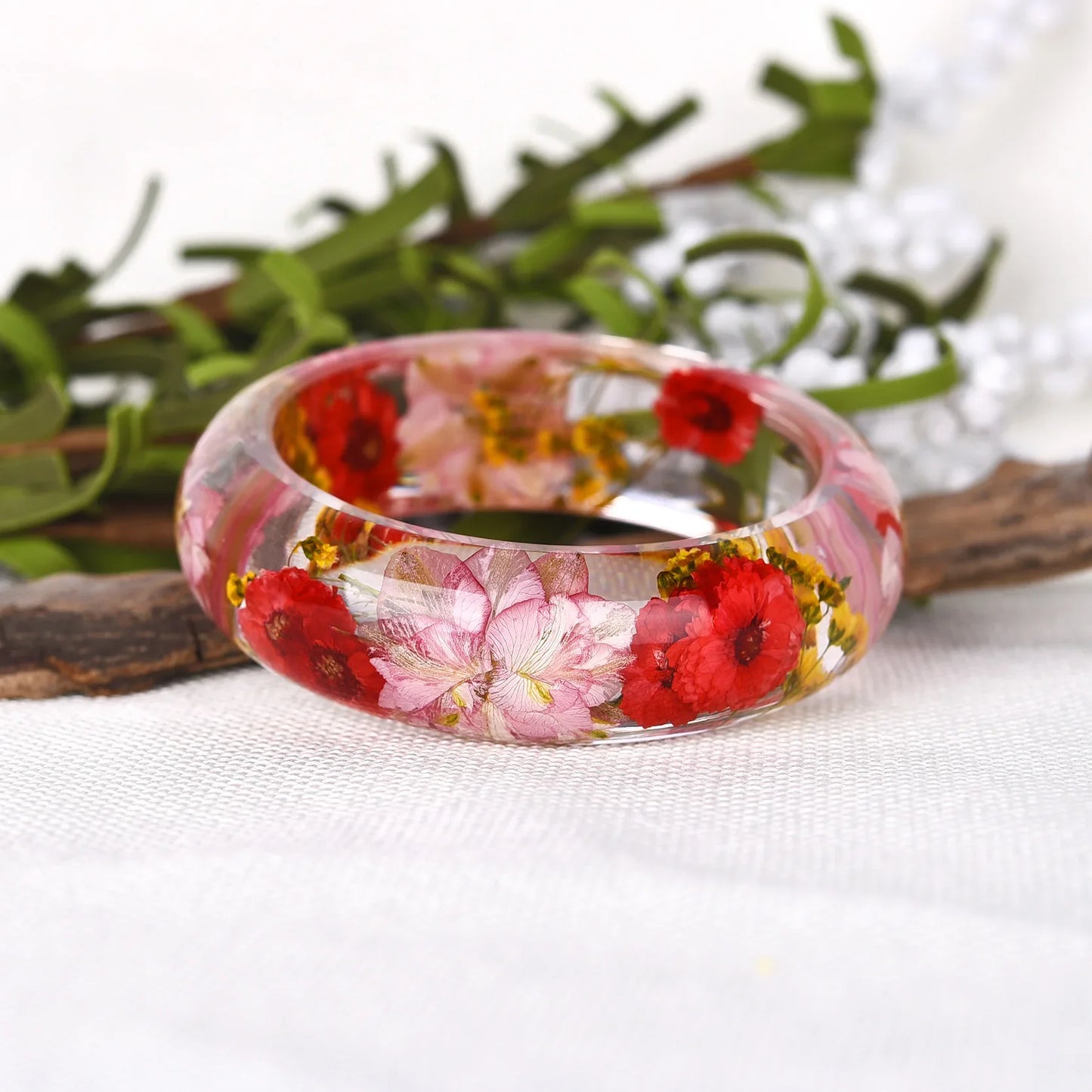 Dried Flower Resin Bracelet Bangle