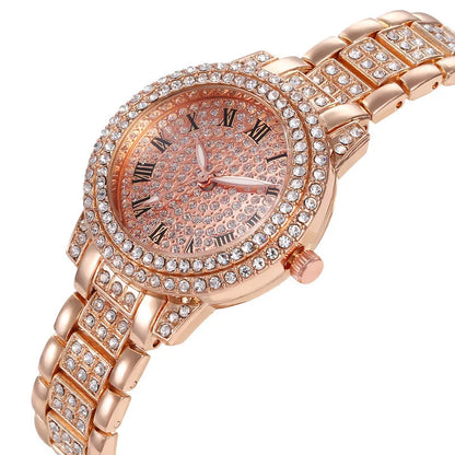 Top NEW Luxury Full Diamond Watch for Women Elegant Brand Quartz Steel Watches Ladies Zircon Crystal Fashion Wristwatch Clock