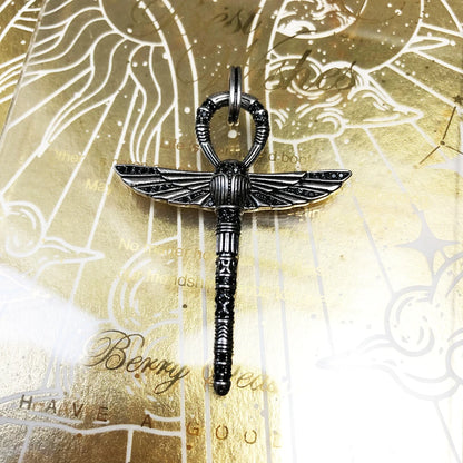 Eternal Essence Ankh & Scarab Silver Pendant
