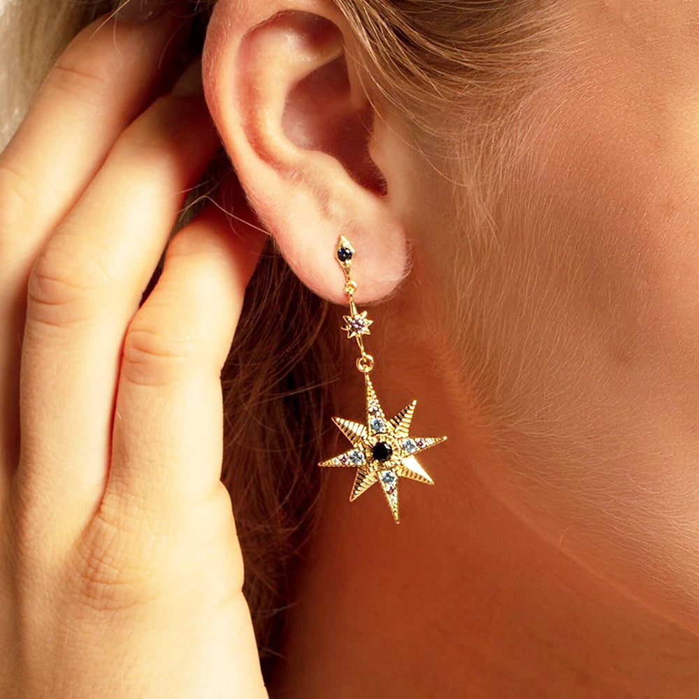 Cosmic Dreams Star & Moon Pendant and Earring Set