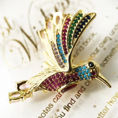 Pendants Golden Colourful Hummingbird,Summer New Jewelry 925 Sterling Silver Accessorie Lightness Elegance Gift For Women