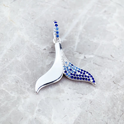 Blue Tail Fin Pendant 925 Sterling Silver