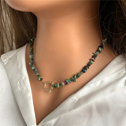 Healing Bohemian Gem Gravel Natural Semi-precious Stone Necklace Women's Fashion Necklace Jewelry Collares Para Mujer Female