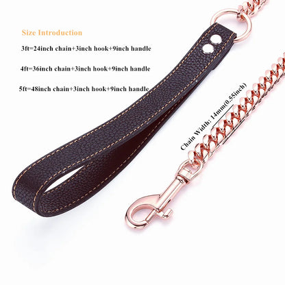 Stainless Steel Cuban Link Totem Dog Leash