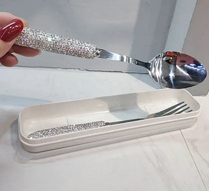 Starlight Sparkle Celestial Radiance Crystal-Encrusted Cutlery Set