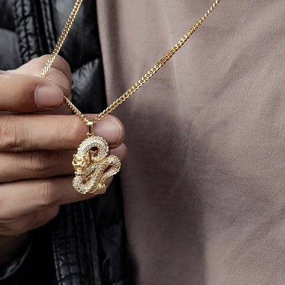Golden Ember Zircon Dragon Pendant