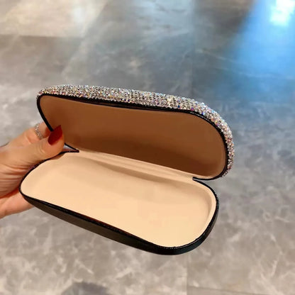 Car Luxury Diamond Glasses Case Women Fashion Glitter Reading Myopia Sunglasses Protector Cover Pressure Glasses Storage Box