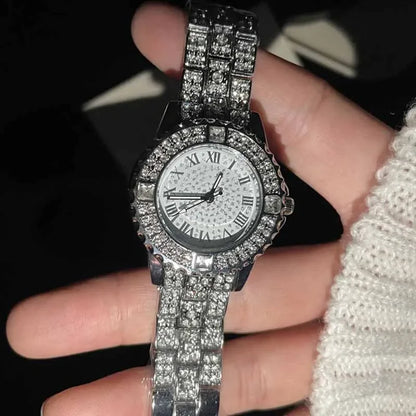 Top NEW Luxury Full Diamond Watch for Women Elegant Brand Quartz Steel Watches Ladies Zircon Crystal Fashion Wristwatch Clock