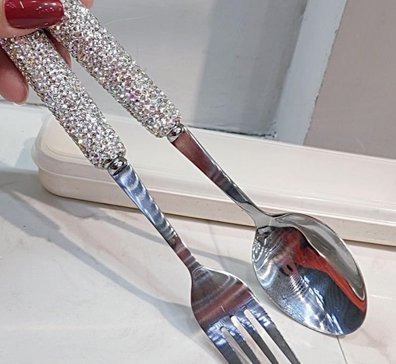 Starlight Sparkle Celestial Radiance Crystal-Encrusted Cutlery Set