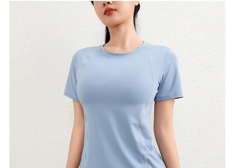 Aiithuug Mesh Splicing Yoga Tops Women's Crew Neck Draping High Elasticity Breathable Fitness Pilates Exercise Shirts Yoga Sets