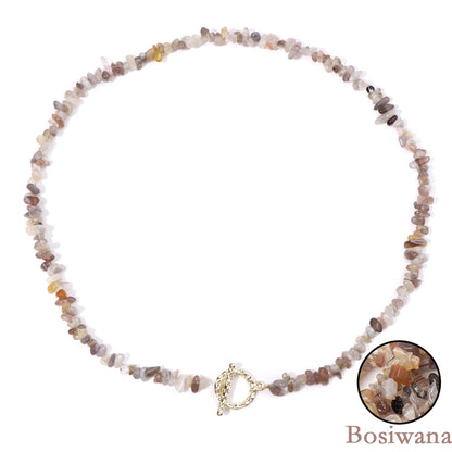 Healing Bohemian Gem Gravel Natural Semi-precious Stone Necklace Women's Fashion Necklace Jewelry Collares Para Mujer Female