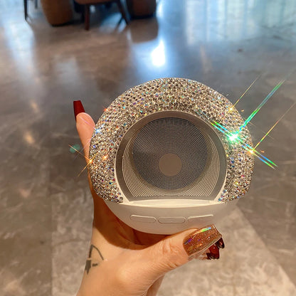 Mini Portable Bluetooth Speaker with Rhinestones Colorful LED Light USB Wireless Audio Subwoofer Rechargeable For Smartphones